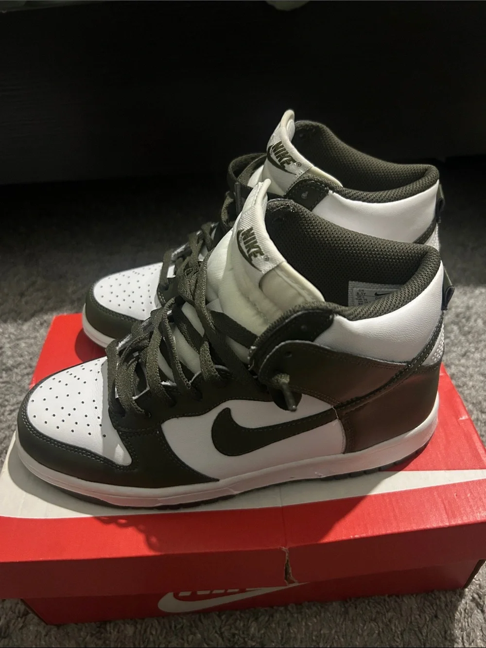 Nike Kids Olive and White High-Top Sneakers